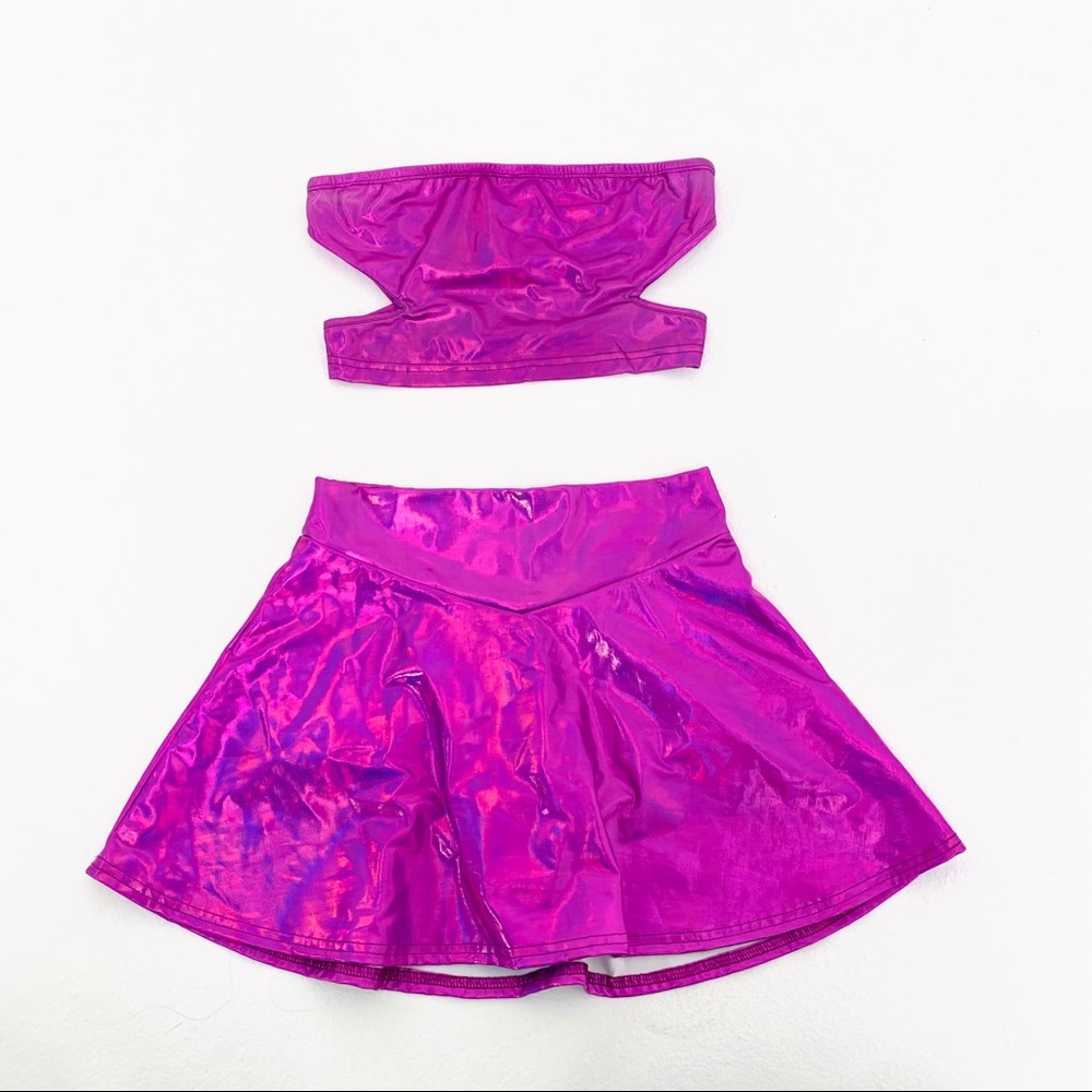 PINK IRIDESCENT SKIRT SET